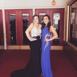 Black and White Beaded Prom Dress For Sale!